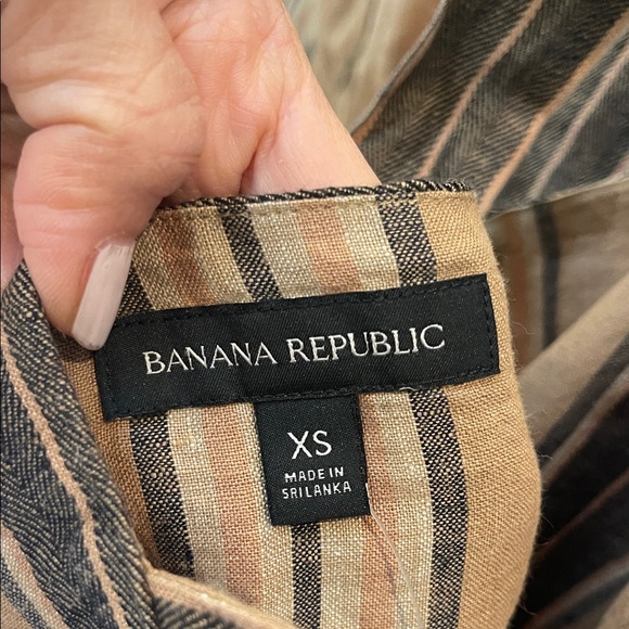 Striped Tan and Brown Women's Pants & Tank Linen Set - Picture 10 of 11